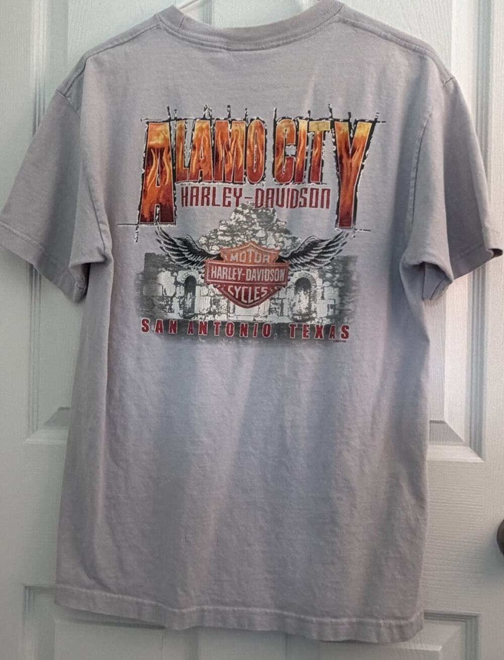 Vtg Harley Davidson Motorcycle Shirt Mens Size M San Antonio Texas Alamo Flames